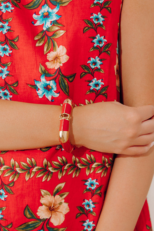 Vacay Chic Hinge Bangle Bracelet in Red