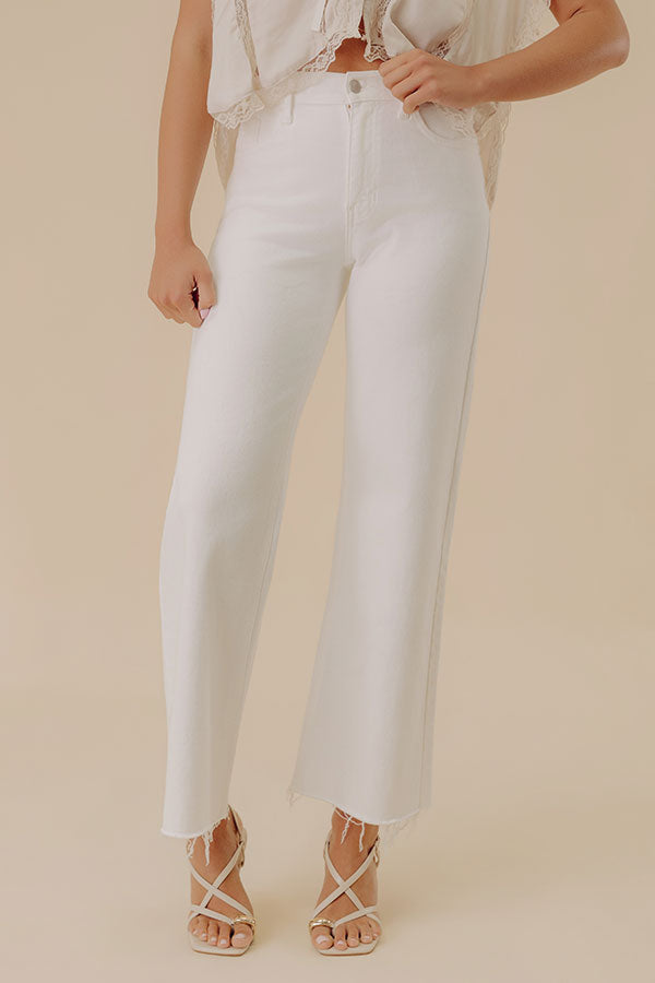JUST USA Meredith High Waist Wide Leg Jean in Ivory Image - 4
