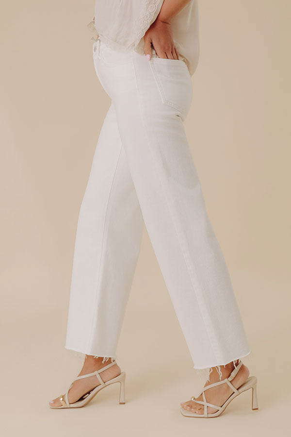 JUST USA Meredith High Waist Wide Leg Jean in Ivory Image - 5