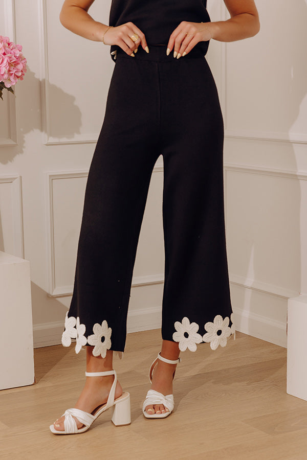 Floral Pop High Waist Wide Leg Knit Pants Image - 2