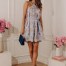 Resort Ease Floral Embroidered Halter Mini Dress Image - 1