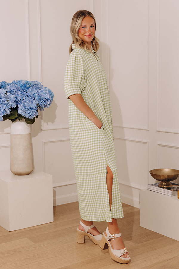 French Picnic Gingham Midi Dress Image - 4