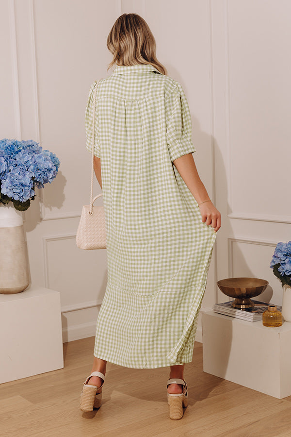 French Picnic Gingham Midi Dress Image - 2