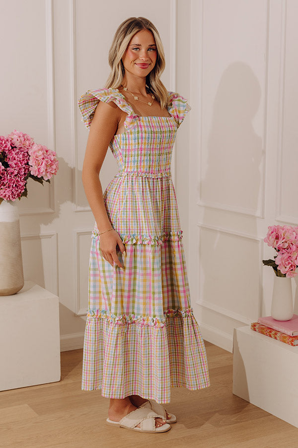 Darling Day Tiered Gingham Midi Dress Image - 2