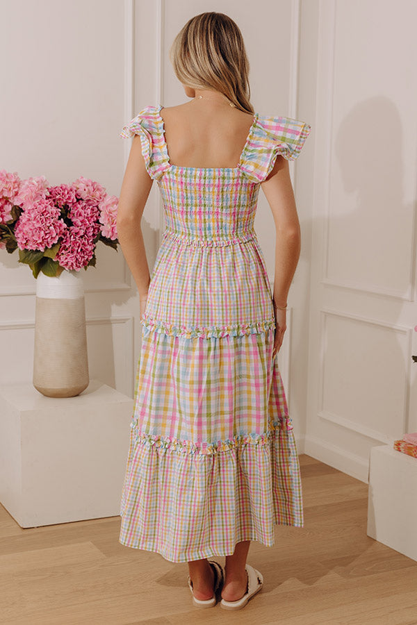 Darling Day Tiered Gingham Midi Dress Image - 5