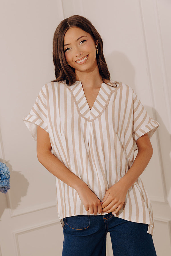 Chic Lines Oversized Top in Iced Latte