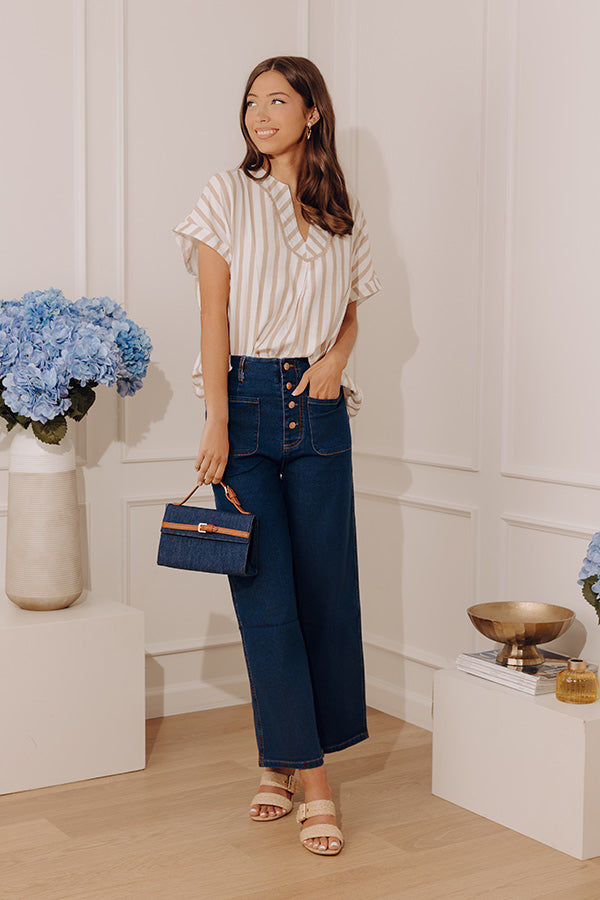 Chic Lines Oversized Top in Iced Latte Image - 3