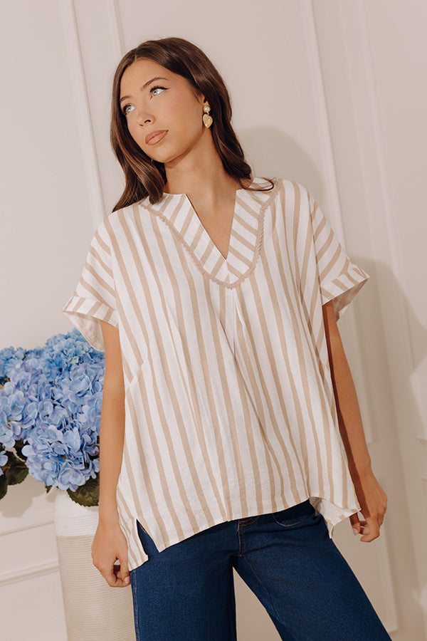 Chic Lines Oversized Top in Iced Latte Image - 2