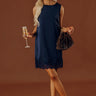 Opulent Ease Satin Mini Dress in Navy Image - 1