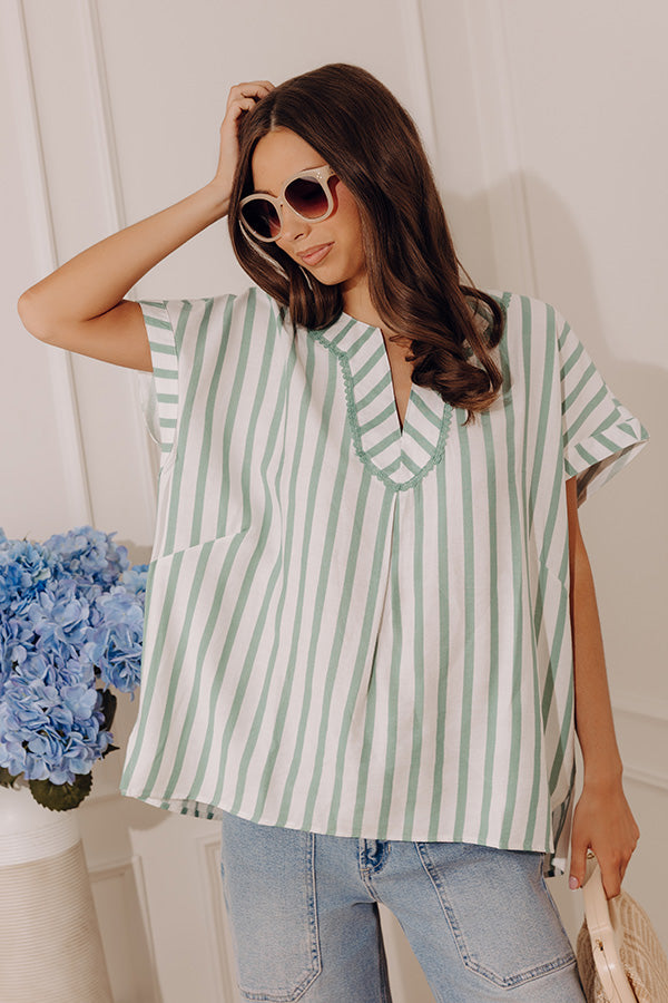 Chic Lines Oversized Top in Green