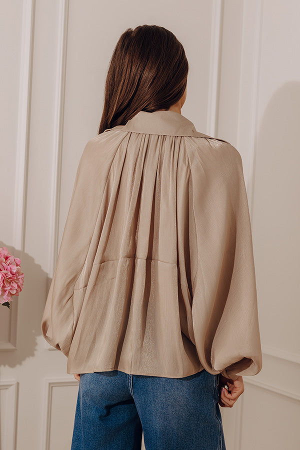 City Lights Organza Zip Up Top in Taupe Image - 5