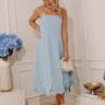 Petal Statement Applique Midi Dress in Sky Blue Image - 1