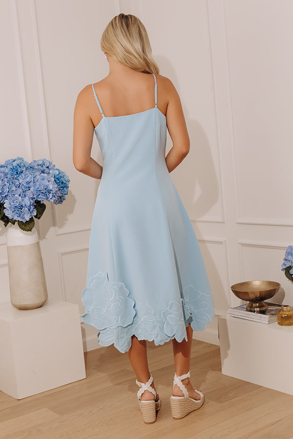 Petal Statement Applique Midi Dress in Sky Blue Image - 3