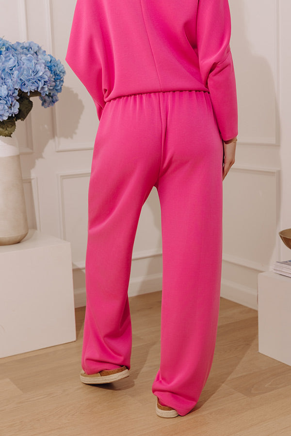 Everyday Darling High Waist Scuba Wide Leg Pants in Hot Pink Image - 3