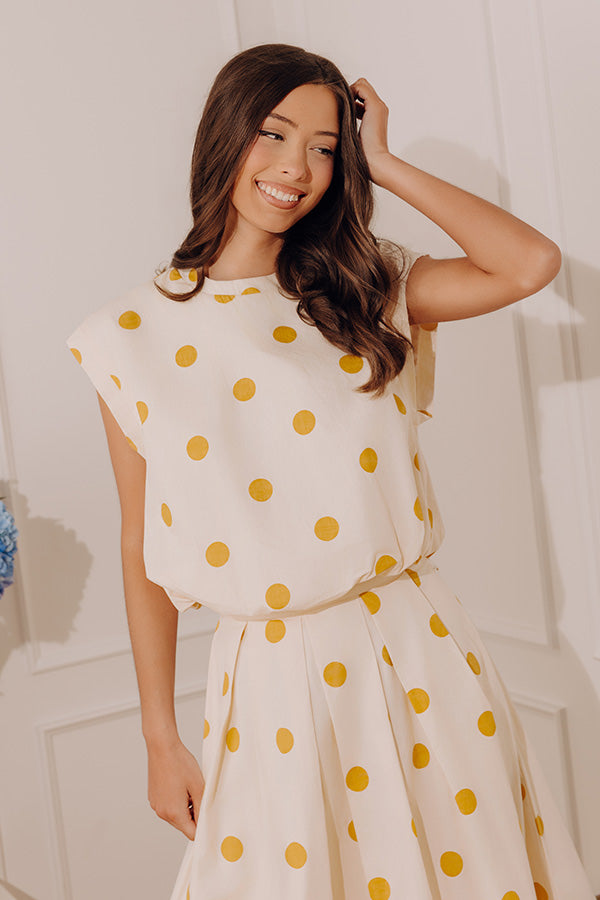 Bistro Charm Polka Dot Bubble Hem Top Image - 2
