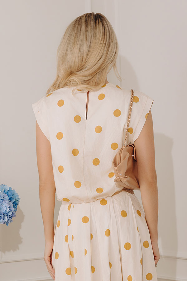 Bistro Charm Polka Dot Bubble Hem Top Image - 5