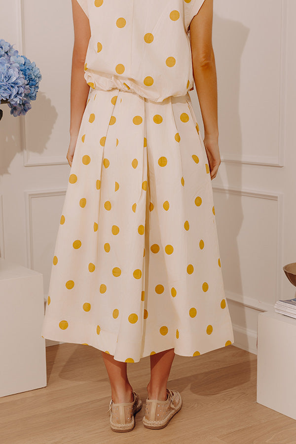 Bistro Charm High Waist Polka Dot Midi Skirt Image - 4