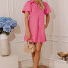 Brunch Babe Pleated Mini Dress in Bubblegum Pink Image - 1