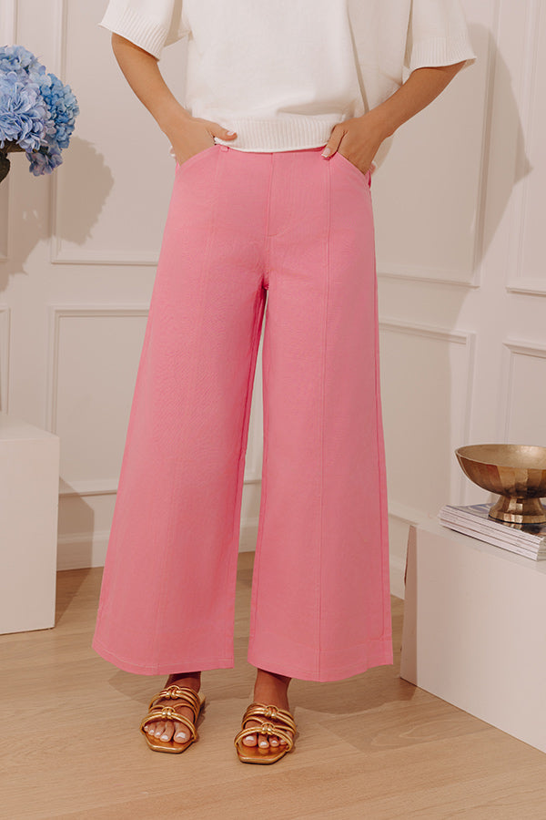 The Charlotte High Waist Wide Leg Pants in Bubblegum Pink Image - 4