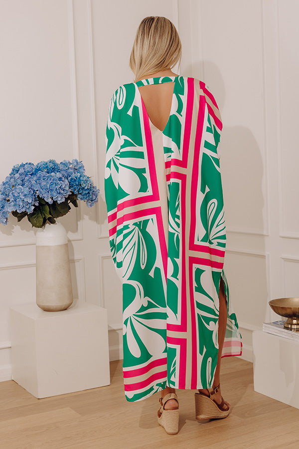 midi kaftan dress Coastal Cabana Caftan Midi Dress M / green