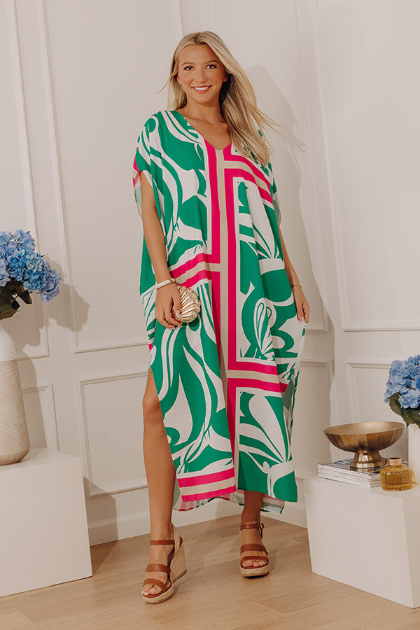 Coastal Cabana Caftan Midi Dress M / green Coastal Cabana Caftan Midi Dress M / green