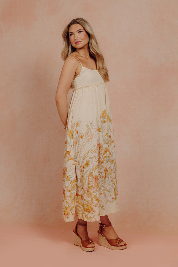 Vacay Bound Floral Midi Dress in French Vanilla Image - 5