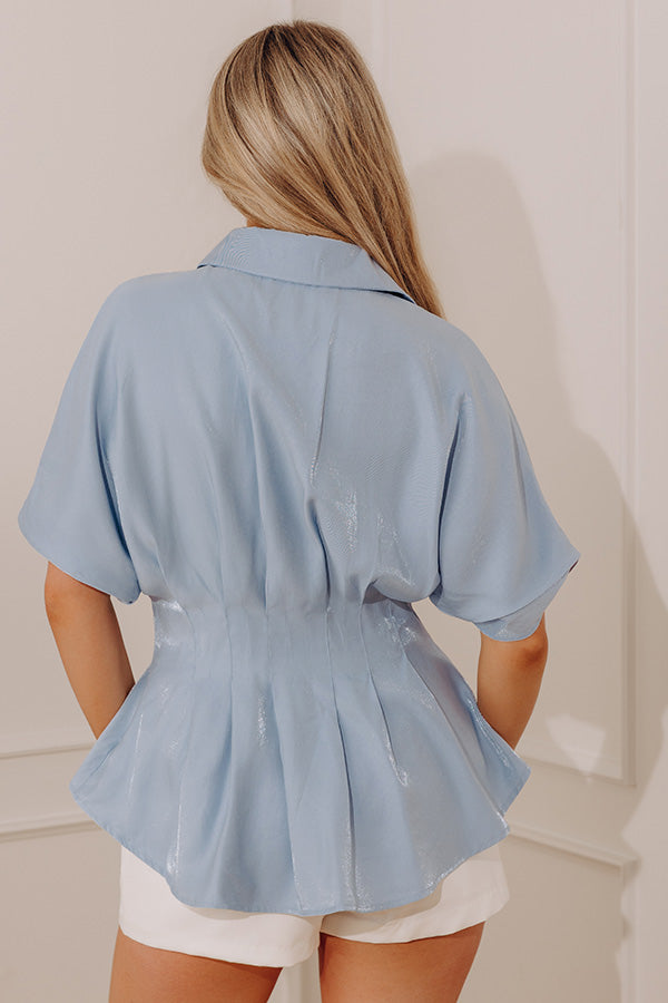 Simply Elevated Pleated Top in Light Blue Image - 4