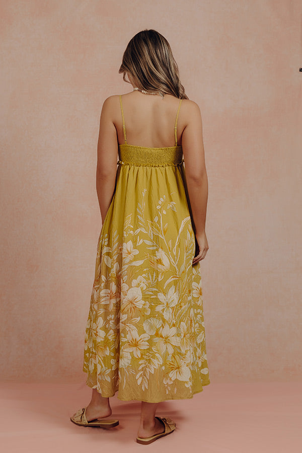 Vacay Bound Floral Midi Dress in Chartreuse Image - 2