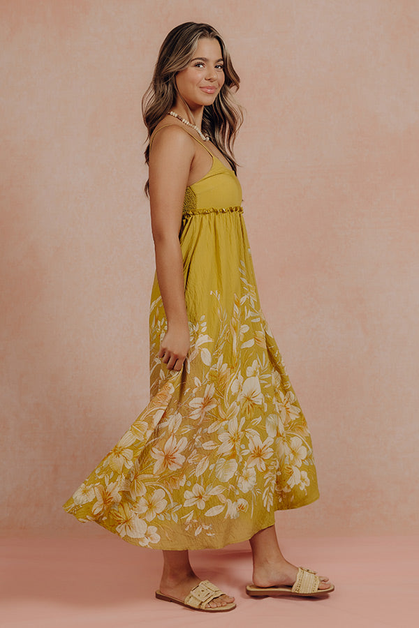 Vacay Bound Floral Midi Dress in Chartreuse Image - 5