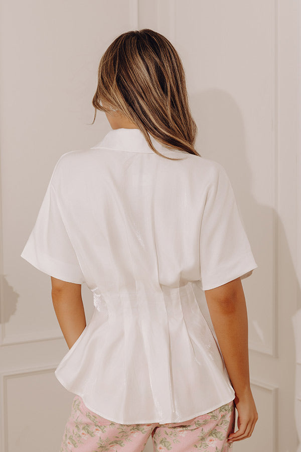 Simply Elevated Pleated Top in White Image - 3