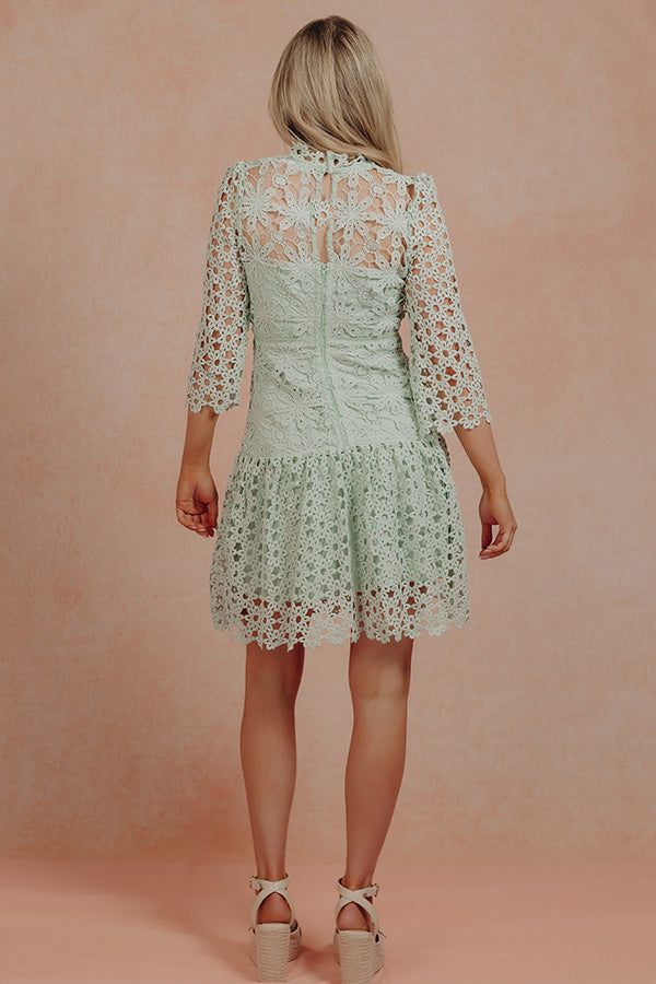 Belle Fleur Lace Mini Dress in Mint Image - 5