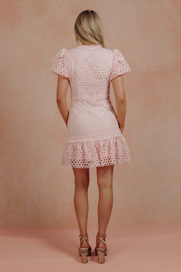 Prosecco Pretty Lace Button Down Mini Dress Image - 5