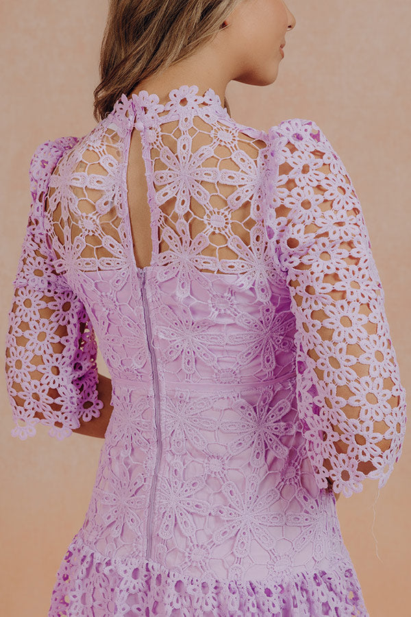 Belle Fleur Lace Mini Dress in Lavender Image - 5
