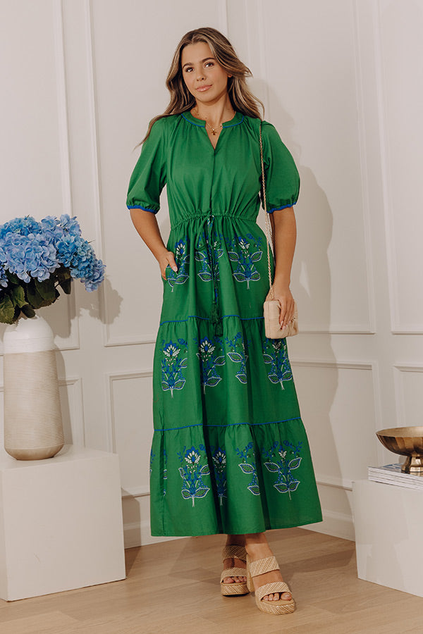 Santorini Garden Floral Tiered Midi Dress