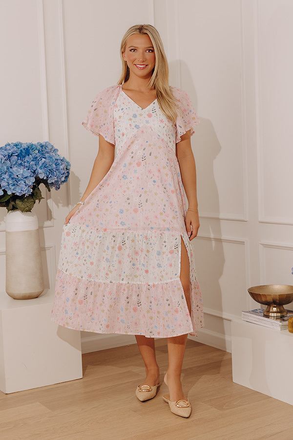 Garden Muse Floral Color Block Midi Dress Image - 3