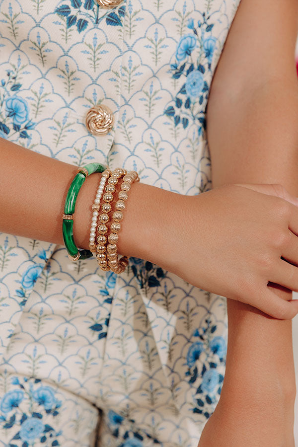 Lovely Layers Stretch Bracelet Set in Green