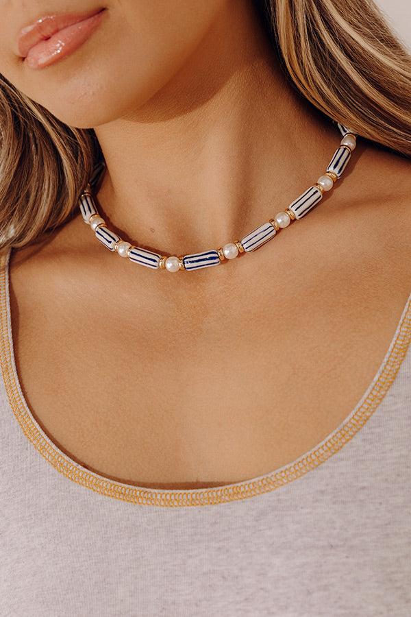 Yacht Club Chic Ceramic Pearl Station Necklace