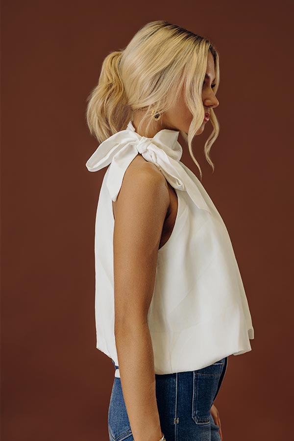 Rooftop Views Balloon Hem Top in White Image - 2