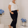 The Lucia High Waist Embroidered Barrel Leg Jean in Black Curves Image - 1