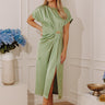 Timeless Allure Satin Midi Dress in Sage Image - 1