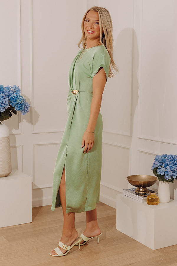 Timeless Allure Satin Midi Dress in Sage L / Sage Timeless Allure Satin Midi Dress in Sage L / Sage