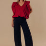 The Lucia High Waist Embroidered Barrel Leg Jean in Black Image - 1
