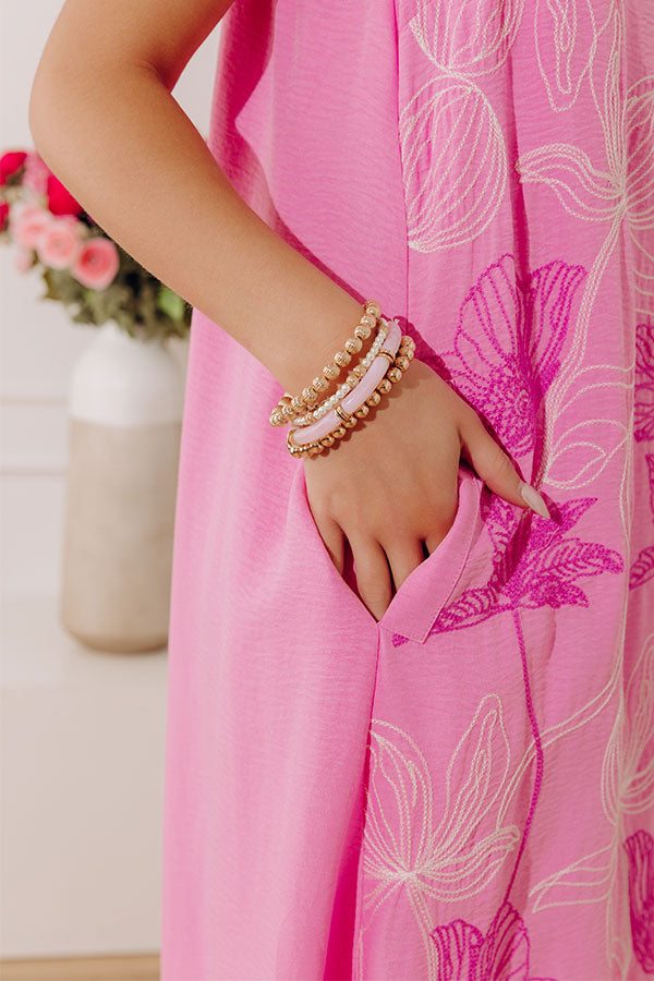Lovely Layers Stretch Bracelet Set in Light Pink Image - 1