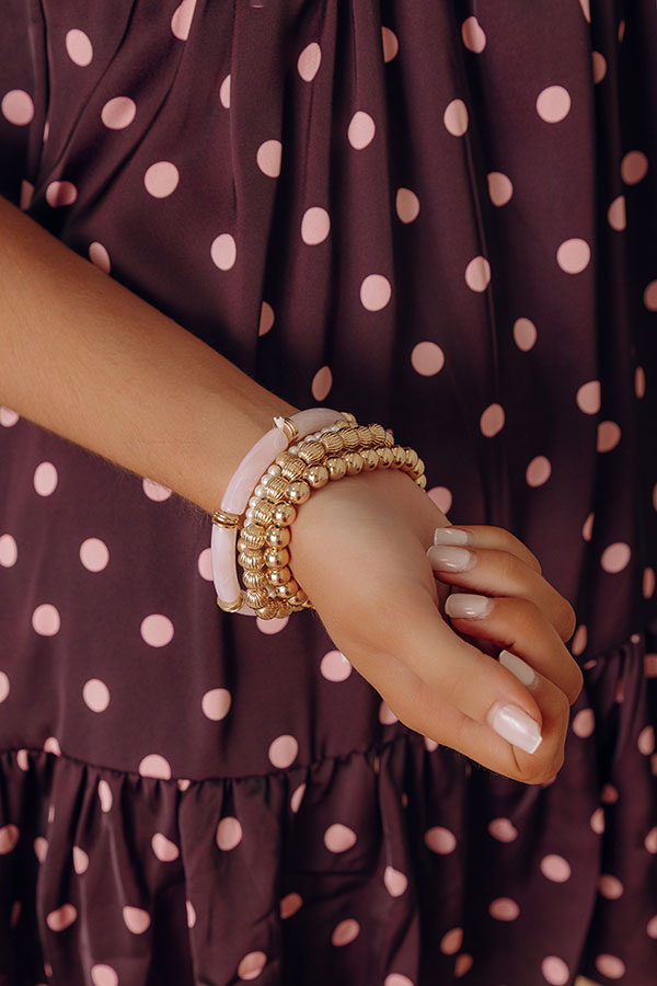 Lovely Layers Stretch Bracelet Set in Light Pink Image - 1