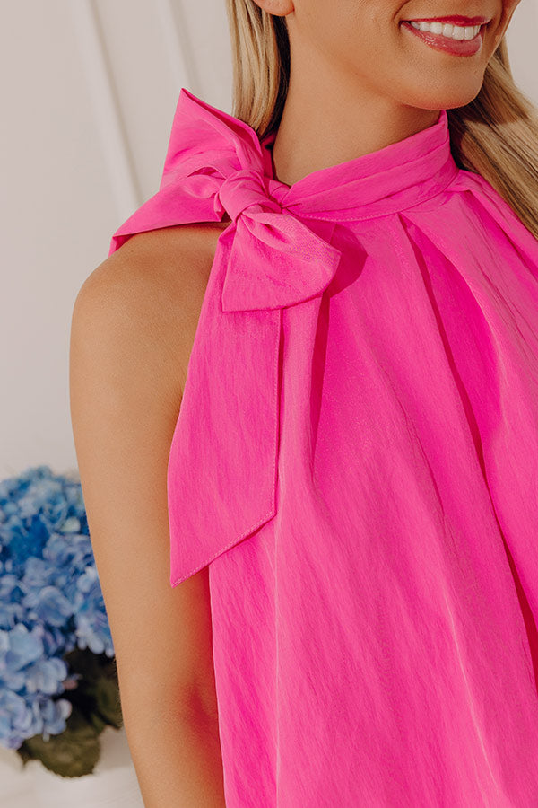 Rooftop Views Balloon Hem Top in Bright Pink Image - 4