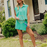 Coastal Club Quarter Zip Top in Light Emerald Image - 1
