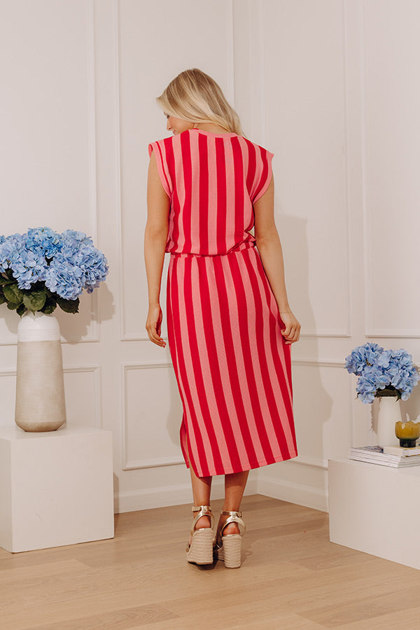 Weekend Stroll Stripe Knit Midi Dress in Pink Image - 5