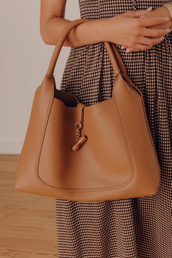 Milan Moment Faux Leather Tote in Camel