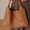 Milan Moment Faux Leather Tote in Camel Image - 1
