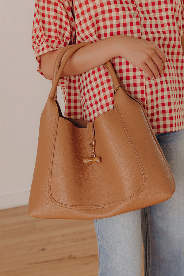 Milan Moment Faux Leather Tote in Camel